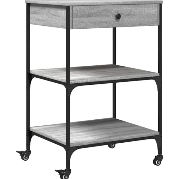 vidaXL Köksö>Köksvagn grå sonoma 60x48x89,5 cm konstruerat trä