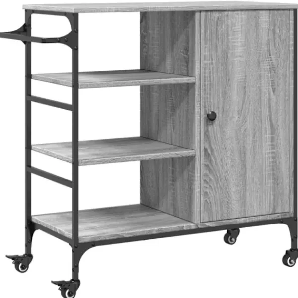 vidaXL Köksö>Köksvagn grå sonoma 87,5x38,5x84,5 cm konstruerat trä