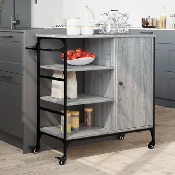 vidaXL Köksö>Köksvagn grå sonoma 87,5x38,5x84,5 cm konstruerat trä
