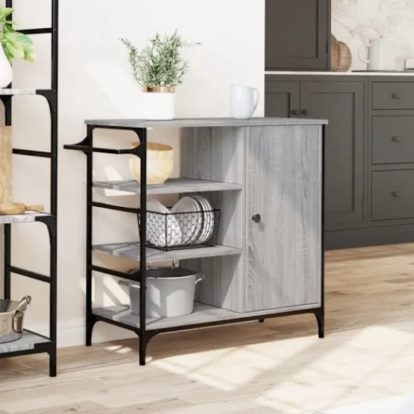 vidaXL Köksö>Köksvagn grå sonoma 87,5x38,5x84,5 cm konstruerat trä