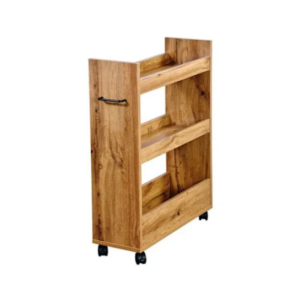 AC-DÉCO Köksö>Köksvagn i trä med 3 hyllor - Brun - H 78 cm