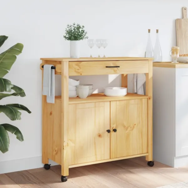vidaXL Köksö>Köksvagn MONZA 84x40x88,5 cm massivt furu