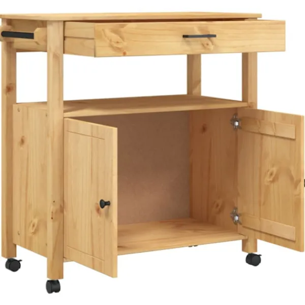 vidaXL Köksö>Köksvagn MONZA 84x40x88,5 cm massivt furu
