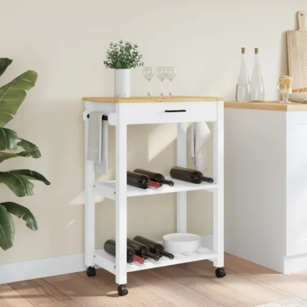 vidaXL Köksö>Köksvagn MONZA 60x40x88,5 cm massivt furu
