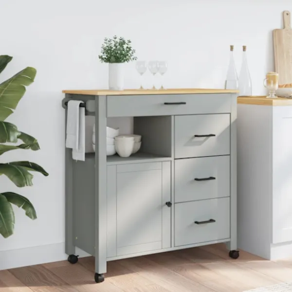 vidaXL Köksö>Köksvagn MONZA 84x40x88,5 cm massivt furu