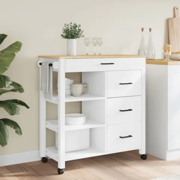 vidaXL Köksö>Köksvagn MONZA 84x40x88,5 cm massivt furu