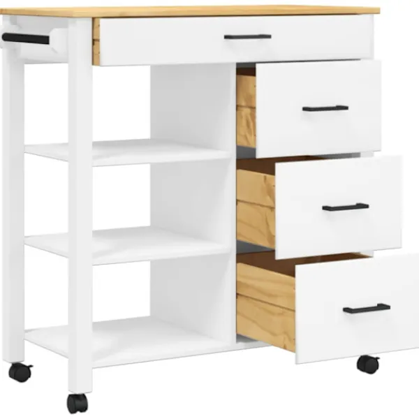 vidaXL Köksö>Köksvagn MONZA 84x40x88,5 cm massivt furu