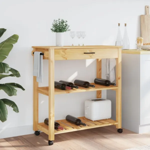 vidaXL Köksö>Köksvagn MONZA 84x40x88,5 cm massivt furu
