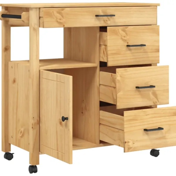 vidaXL Köksö>Köksvagn MONZA 84x40x88,5 cm massivt furu
