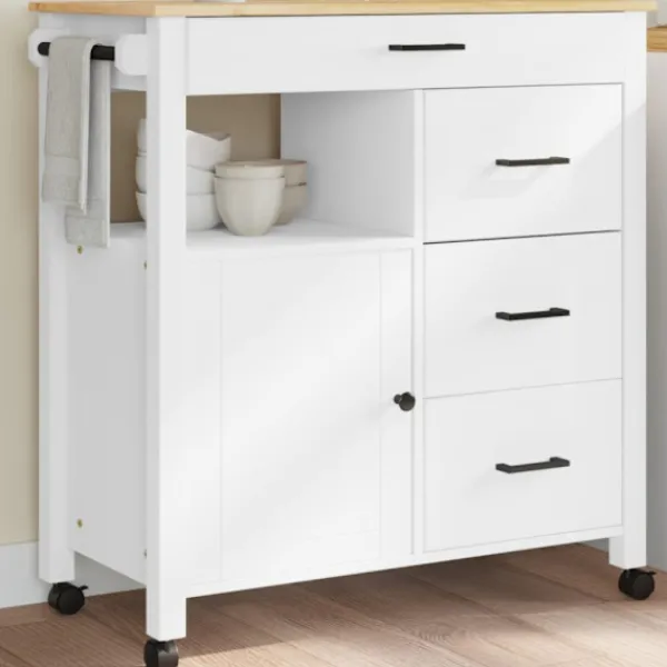 vidaXL Köksö>Köksvagn MONZA 84x40x88,5 cm massivt furu