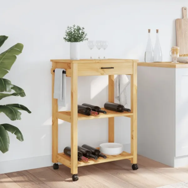 vidaXL Köksö>Köksvagn MONZA 60x40x88,5 cm massivt furu