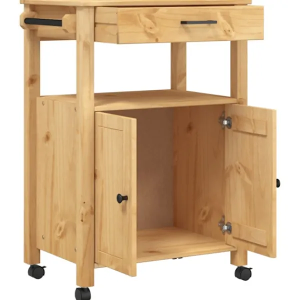 vidaXL Köksö>Köksvagn MONZA 60x40x88,5 cm massivt furu