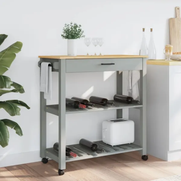 vidaXL Köksö>Köksvagn MONZA 84x40x88,5 cm massivt furu