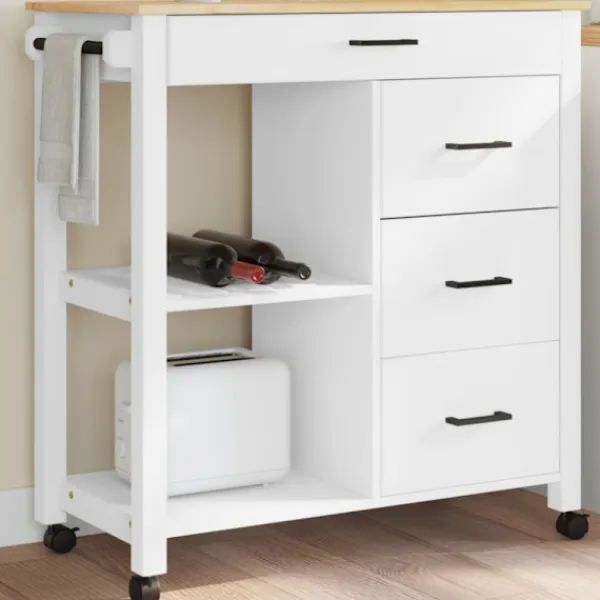 vidaXL Köksö>Köksvagn MONZA 84x40x88,5 cm massivt furu