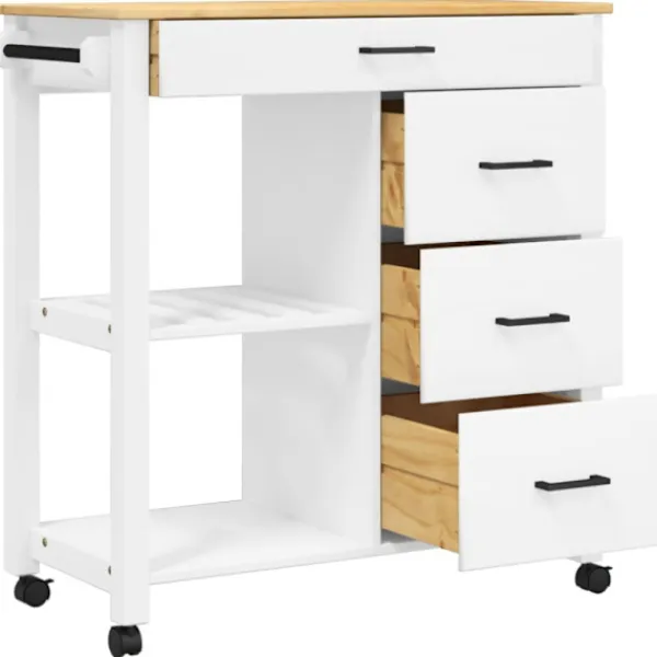vidaXL Köksö>Köksvagn MONZA 84x40x88,5 cm massivt furu