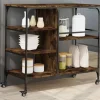vidaXL Köksö>Köksvagn rökfärgad ek 100x45x89,5 cm konstruerat trä