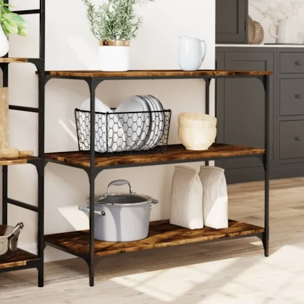 vidaXL Köksö>Köksvagn rökfärgad ek 102x50x95 cm konstruerat trä