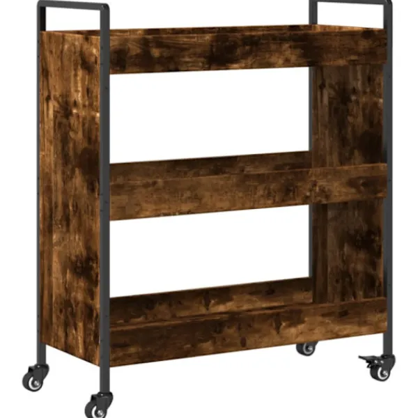 vidaXL Köksö>Köksvagn rökfärgad ek 70x30x82 cm konstruerat trä