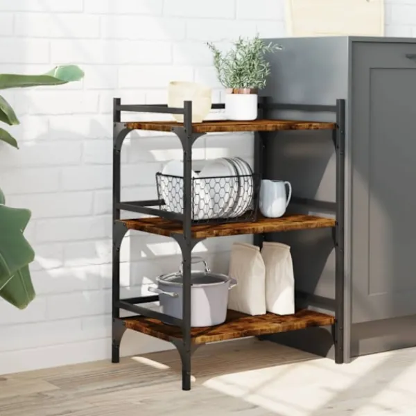 vidaXL Köksö>Köksvagn rökfärgad ek 50x35x75,5 cm konstruerat trä