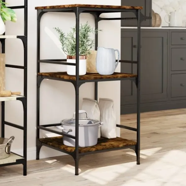 vidaXL Köksö>Köksvagn rökfärgad ek 60,5x50x105 cm konstruerat trä