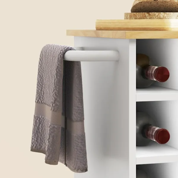 Northio Köksö>Köksvagn serveringsvagn med bänkskiva, hyllor, vinställ, köksskåpvagn med mjukstängande gångjärn, handtag, köksö för kontor, 83x40x83cm, ek