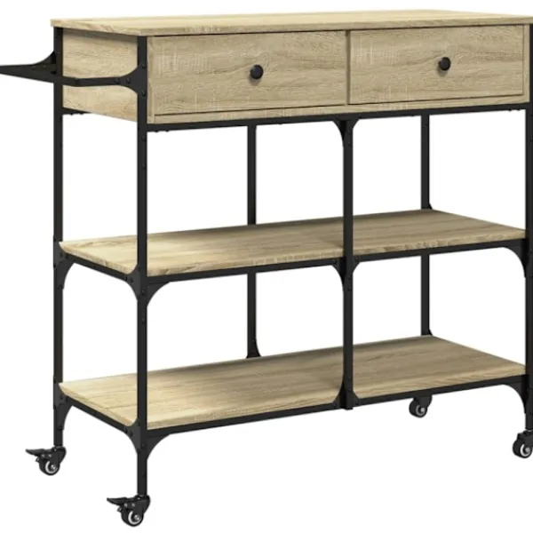 vidaXL Köksö>Köksvagn sonoma-ek 105x42x95 cm konstruerat trä