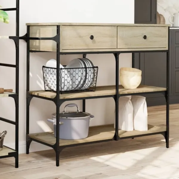 vidaXL Köksö>Köksvagn sonoma-ek 105x42x95 cm konstruerat trä