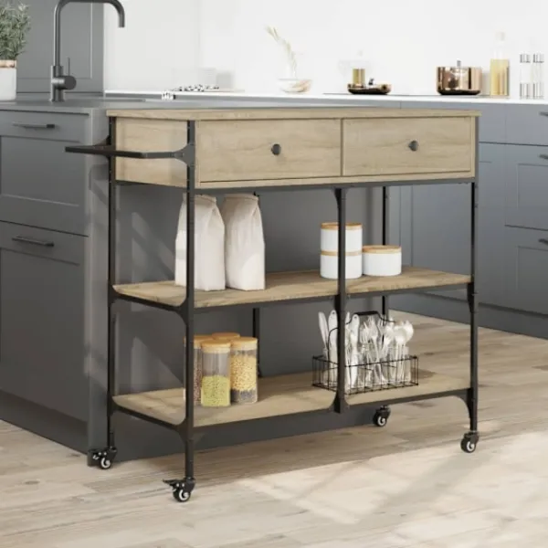 vidaXL Köksö>Köksvagn sonoma-ek 105x42x95 cm konstruerat trä