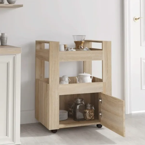 vidaXL Köksö>Köksvagn sonoma-ek 60x45x80 cm konstruerat trä