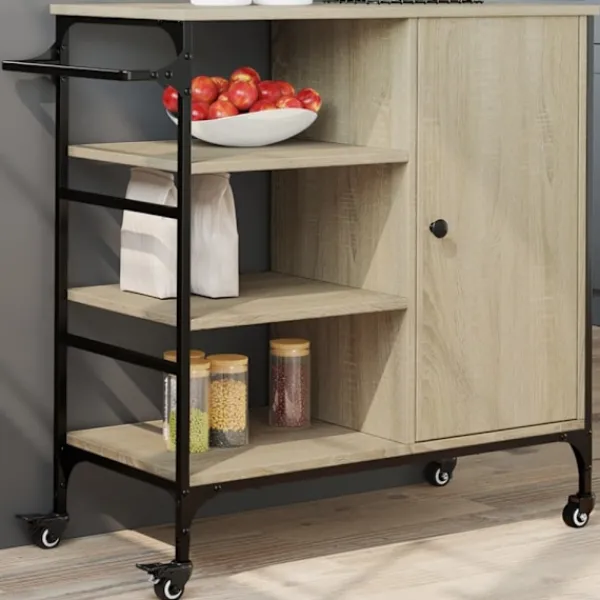vidaXL Köksö>Köksvagn sonoma-ek 87,5x38,5x84,5 cm konstruerat trä