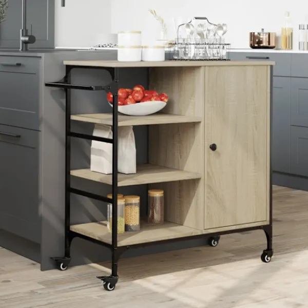 vidaXL Köksö>Köksvagn sonoma-ek 87,5x38,5x84,5 cm konstruerat trä
