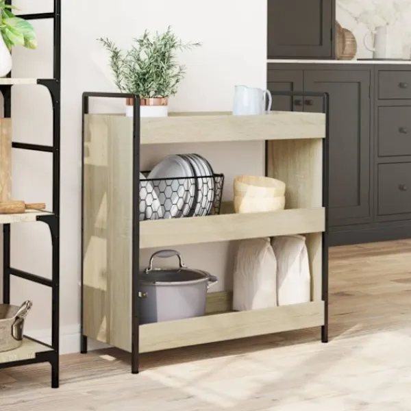 vidaXL Köksö>Köksvagn sonoma-ek 70x30x82 cm konstruerat trä