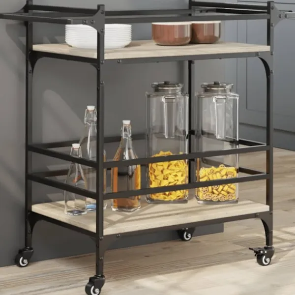 vidaXL Köksö>Köksvagn sonoma-ek 82x40x78,5 cm konstruerat trä