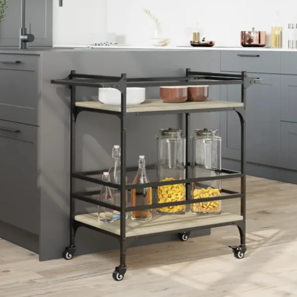 vidaXL Köksö>Köksvagn sonoma-ek 82x40x78,5 cm konstruerat trä