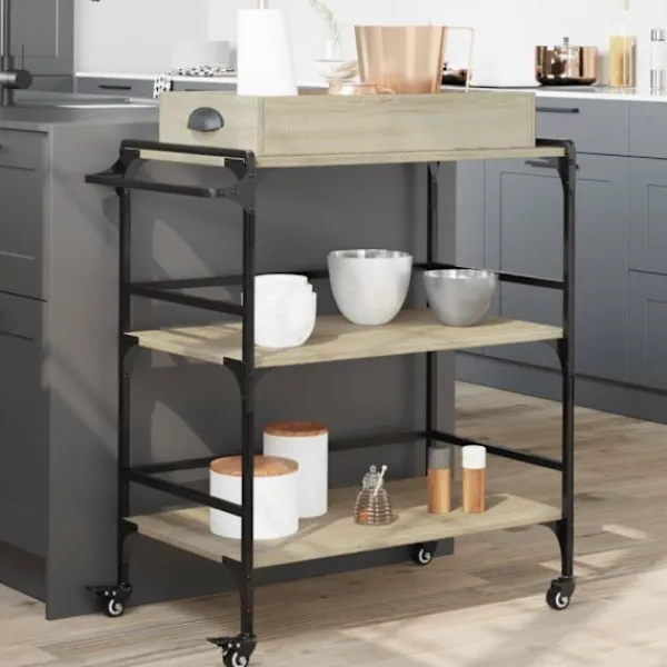 vidaXL Köksö>Köksvagn sonoma-ek 81,5x41x92,5 cm konstruerat trä