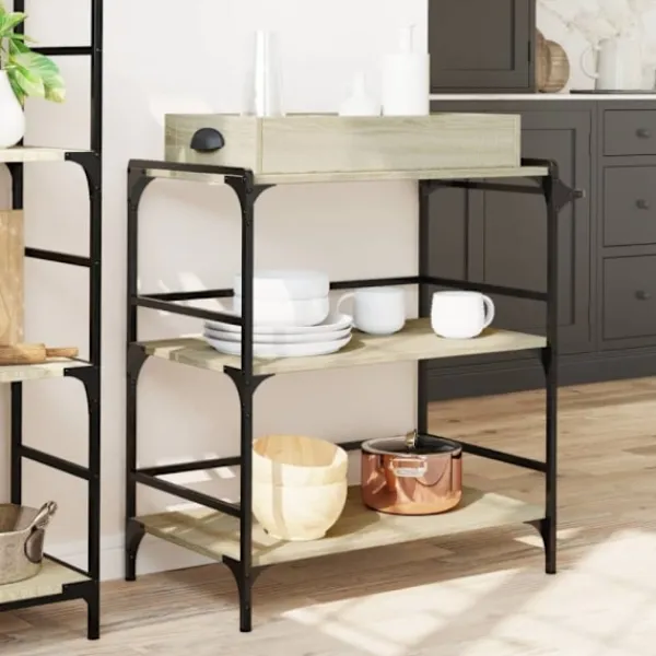 vidaXL Köksö>Köksvagn sonoma-ek 81,5x41x92,5 cm konstruerat trä