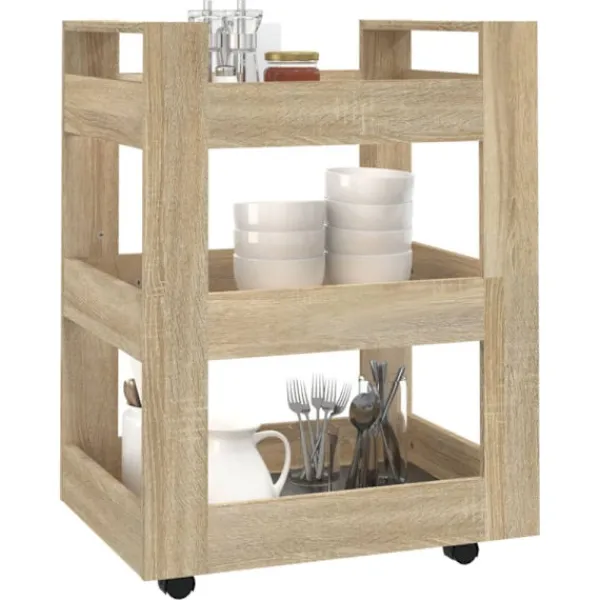 vidaXL Köksö>Köksvagn sonoma-ek 60x45x80 cm konstruerat trä