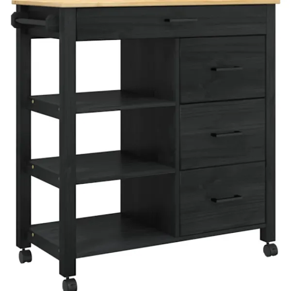 vidaXL Köksö>Köksvagn Svart 84 x 40 x 88,5 cm