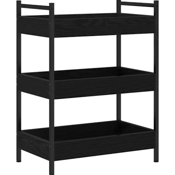 vidaXL Köksö>Köksvagn Svart ek 50 x 30 x 70 cm Konstruerat trä