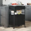 vidaXL Köksö>Köksvagn Svart Ek 56 x 43 x 89,5 cm Konstruerat trä