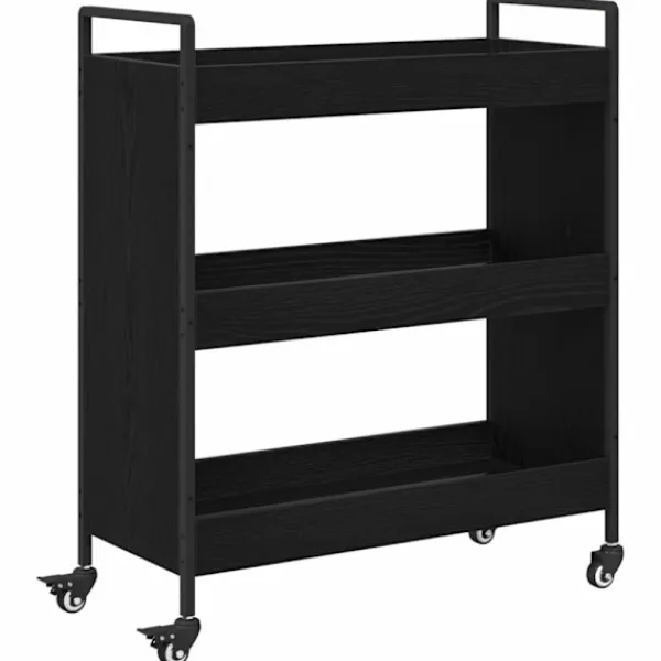vidaXL Köksö>Köksvagn Svart Ek 70 x 30 x 82 cm Konstruerat trä