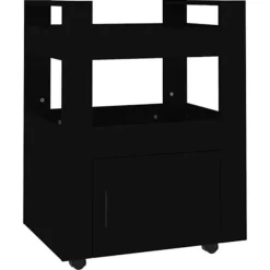vidaXL Köksö>Köksvagn svart 60x45x80 cm konstruerat trä