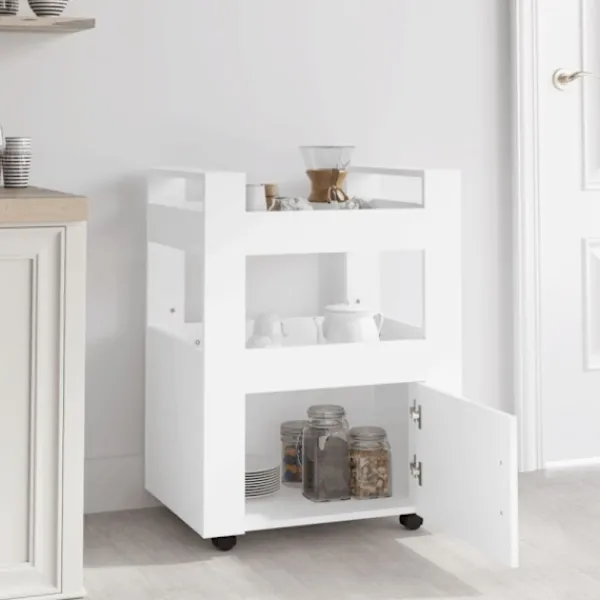 vidaXL Köksö>Köksvagn vit 60x45x80 cm konstruerat trä
