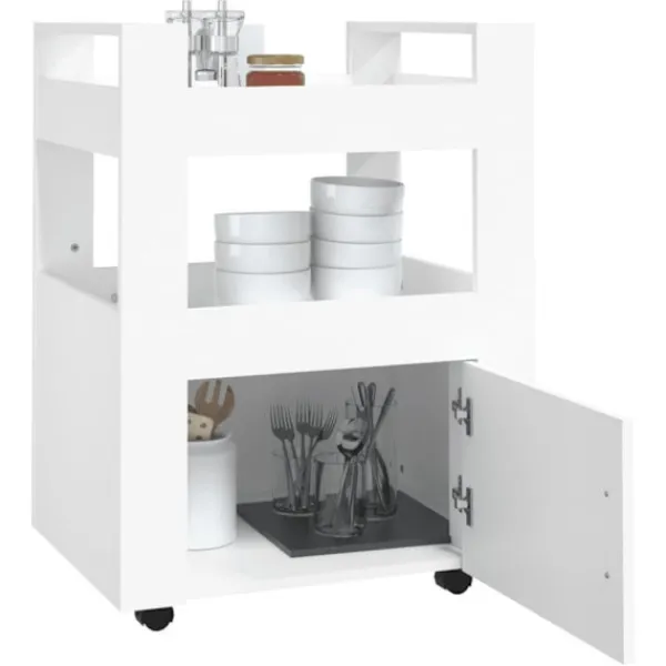 vidaXL Köksö>Köksvagn vit 60x45x80 cm konstruerat trä