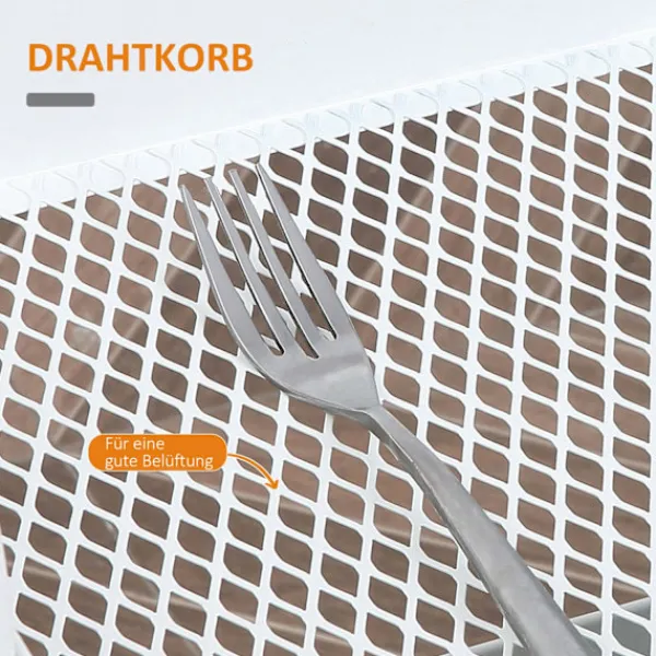Northio Köksö>Köksvagn 3-Vånings Metallvagn Med Stort Förvaringsutrymme Och Lock, För Kök Och Kontor, Stål, Vit, 45X31X79,4Cm