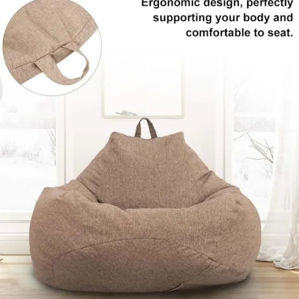 Sittsäckar>Klassiskt bönpåsesofföverdrag, Lazy Lounger bönpåse förvaringsstolöverdrag utan fyllning, enfärgad enkel design 80*90CM