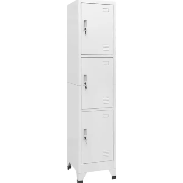vidaXL Skåp>Klädskåp för omklädningsrum med 3 fack stål 38x45x180 cm