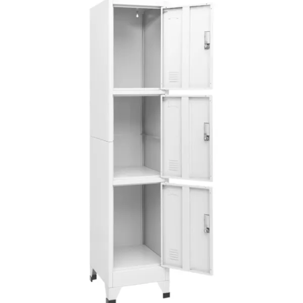 vidaXL Skåp>Klädskåp för omklädningsrum med 3 fack stål 38x45x180 cm