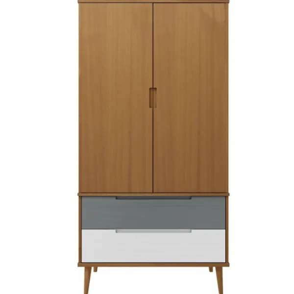 vidaXL Skåp>Klädskåp MOLDE brun 90x55x175 cm massiv furu