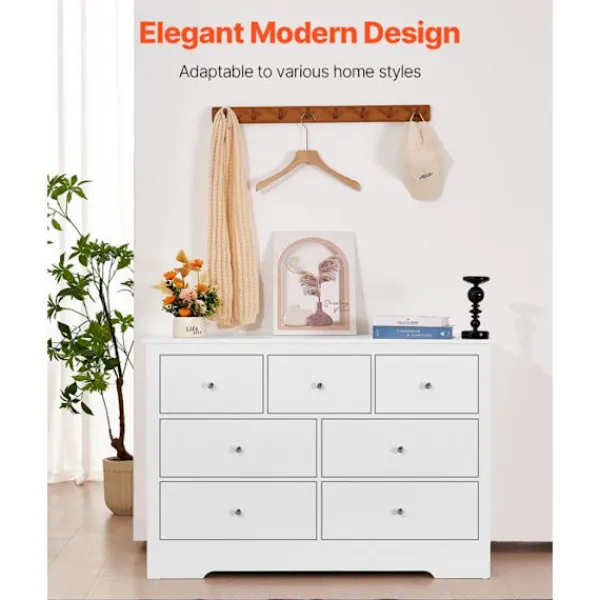 DUOKU Byråer>Kommode - - 7 Lådor - Trä med Glidbana - Minimalistisk Design - Stötsäker